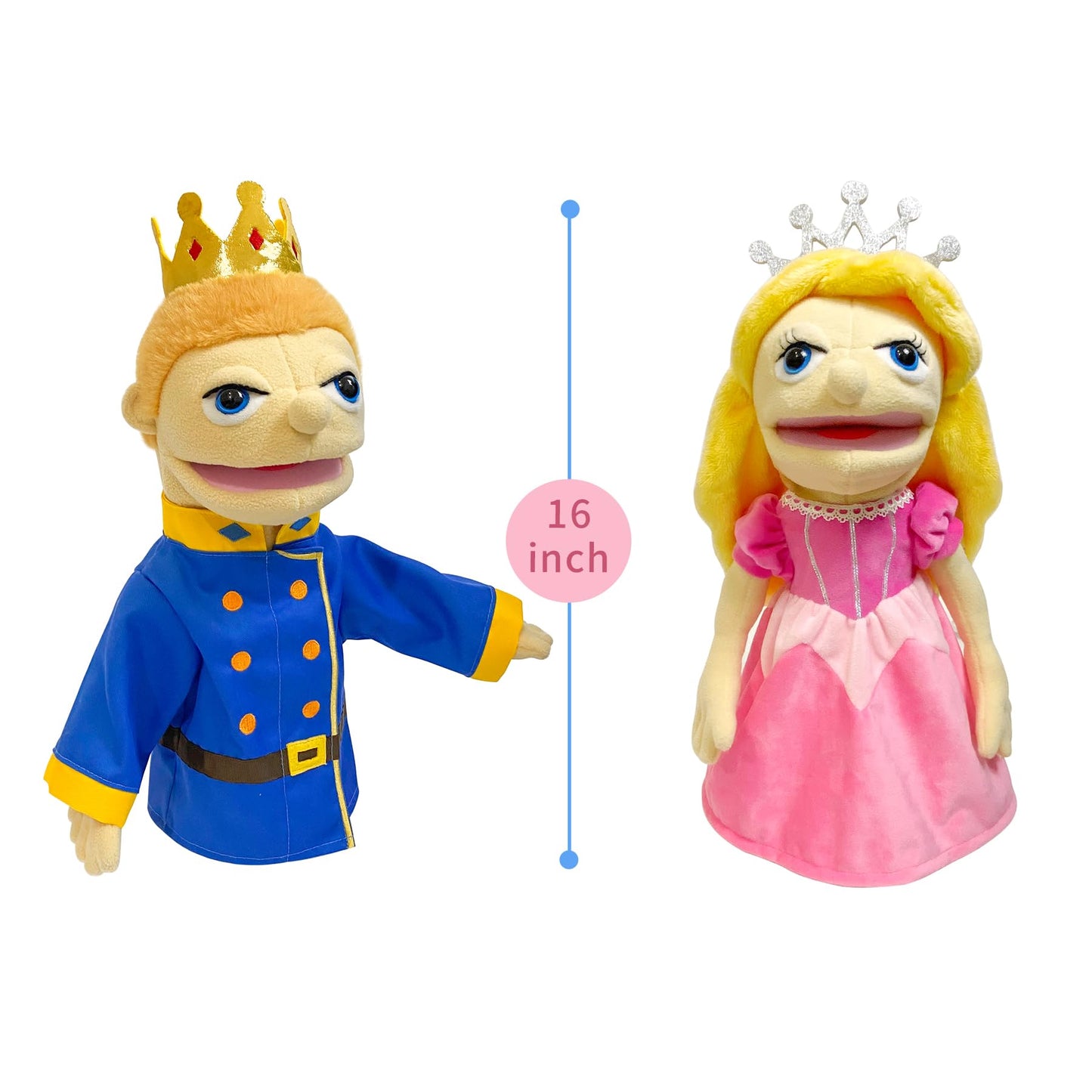 Okegztoa 16'' Puppets Entriloquist Puppet,Hand Puppets For Kids Plush Prince Puppets For Adults With Removable Mouth Puppet For