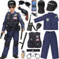 Latocos 15 Pcs Swat Police Officer Costume For Kids With Vest Accessories Cop Dress Up Role Play Set For Halloween Cosplay