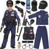 Latocos 15 Pcs Swat Police Officer Costume For Kids With Vest Accessories Cop Dress Up Role Play Set For Halloween Cosplay