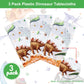 Tatuo 3 Pcs Watercolor Dinosaur Tablecloth 54 x 108 Inch Dinosaur Birthday Party Plastic Table Cover Decoration Disposable Water