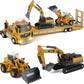 SHINESIGNAL Kids Construction Truck Vehicles Toys 3 Set, Inertial Driving Metal Semi Truck Trailer and Diecast Excavator Bulldoz