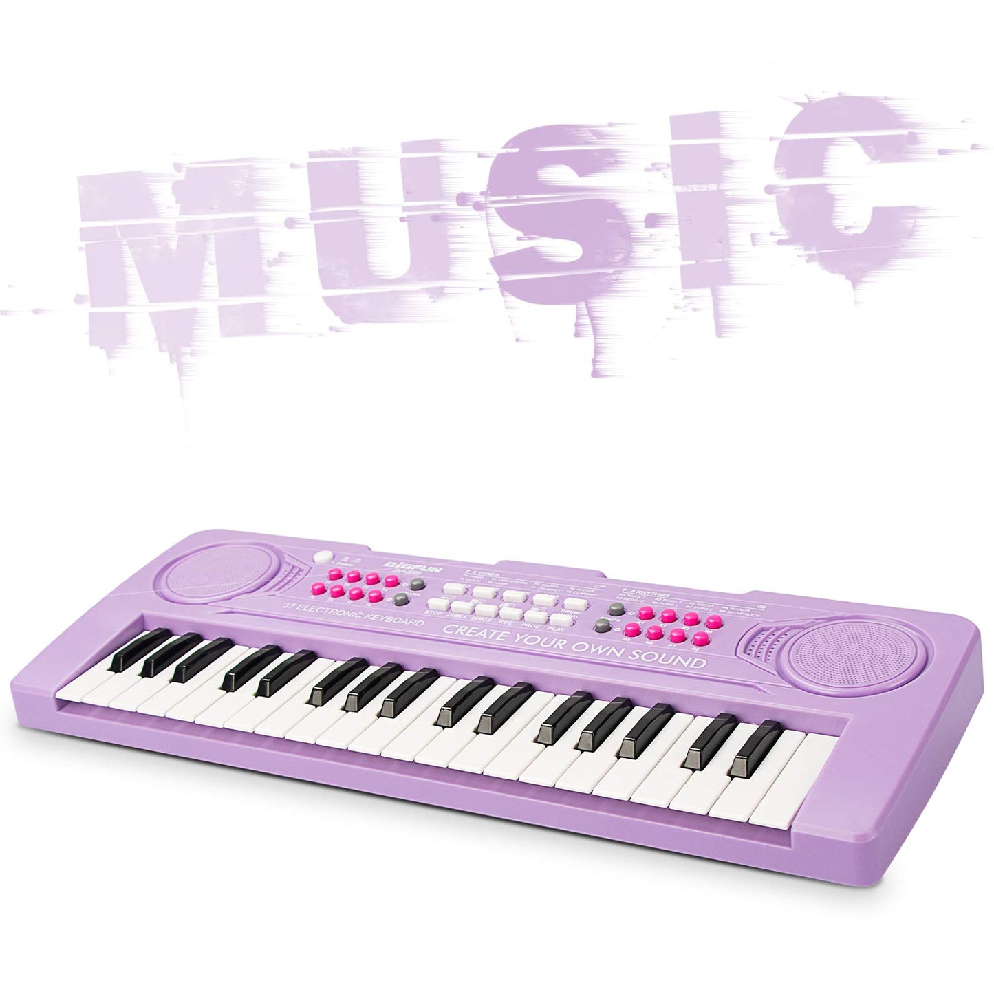 BIGFUN 37 Keys Kid Keyboard Piano - Purple Educational Music Toy for Ages 3-8, Made of Durable ABS