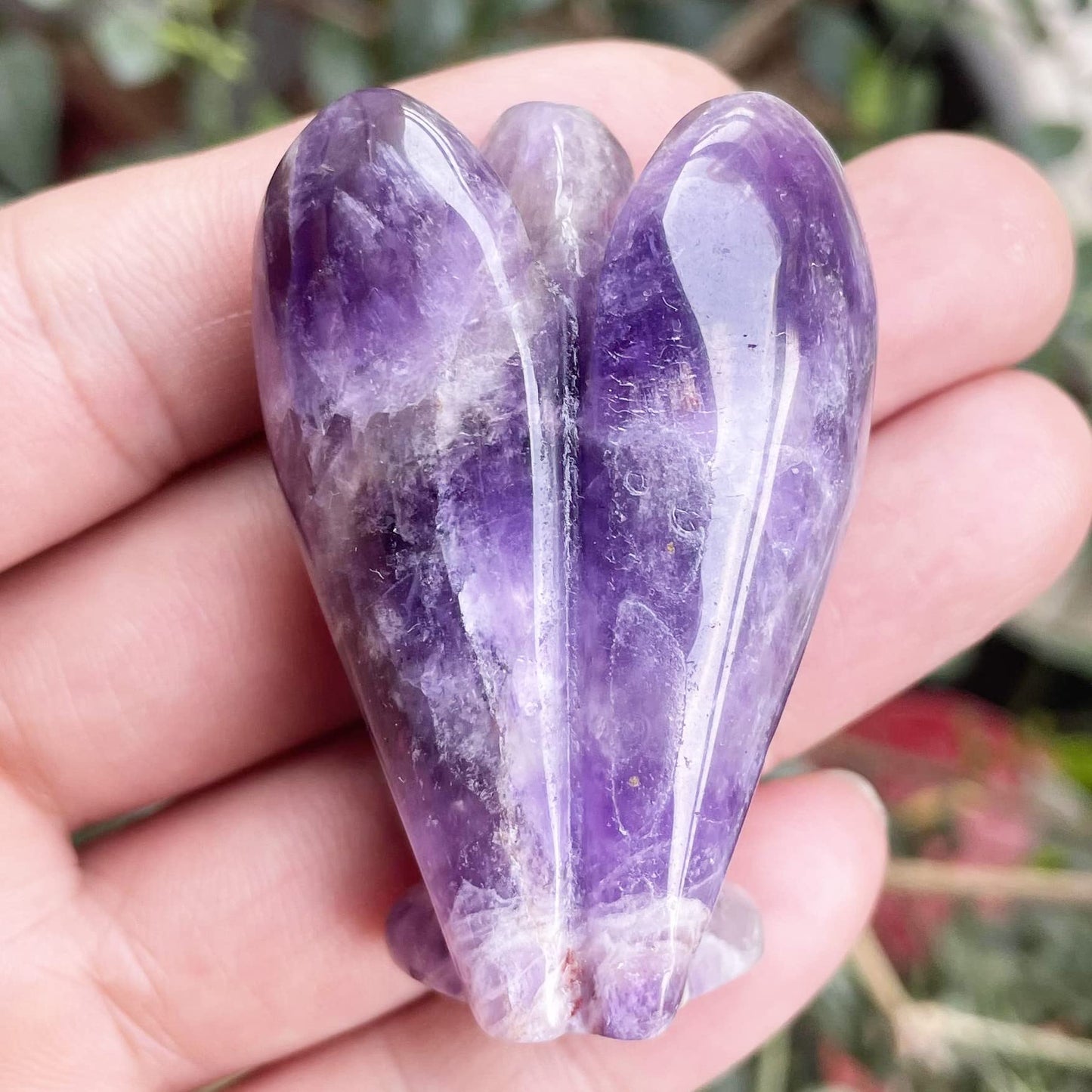 Fekuar Natural Amethyst Guardian Angel Statue, Hand-Carved Healing Crystal Pocket Figurines Decoration 2 Inches