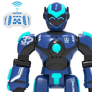 STEMTRON Robot Toys for Kids, Programmable Remote Control Robot with Gesture Sensing, Voice Control & LED Face, 15 3/4'' (Blue)