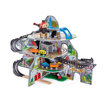 Hape Kids Wooden Railway Mighty Mountain Mine Set, L: 36.2, W: 23, H: 26 Inch