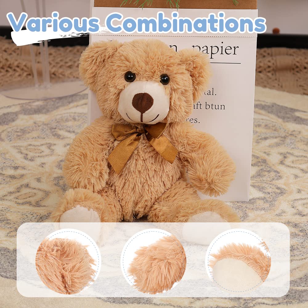 Seyomi Plush Teddy Bear Stuffed Animal, 6 Packs 13.7 Inches Teddy Bear For Baby Shower For Boys Girls Teddy Bear Bulk For Birthday Wedding Party, Light Brown