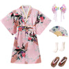Cutey May Japanese Traditional Dress For Girls Costume Kimono For Kids Set (Pink, 8-9Years(140Cm))