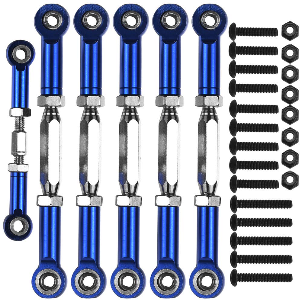 7-Pack Adjustable Alloy Turnbuckles Aluminum Camber Toe Links Set for 1/10 Traxxas Slash 2WD RC Truck Upgrade Hop-Up Parts