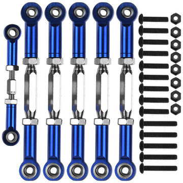 7-Pack Adjustable Alloy Turnbuckles Aluminum Camber Toe Links Set for 1/10 Traxxas Slash 2WD RC Truck Upgrade Hop-Up Parts