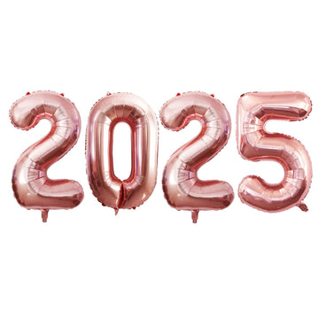Goer 2025 Foil Number Balloons For 2025 New Year Eve Festival Party Supplies Graduation Decorations (Rose Gold,32 Inch)