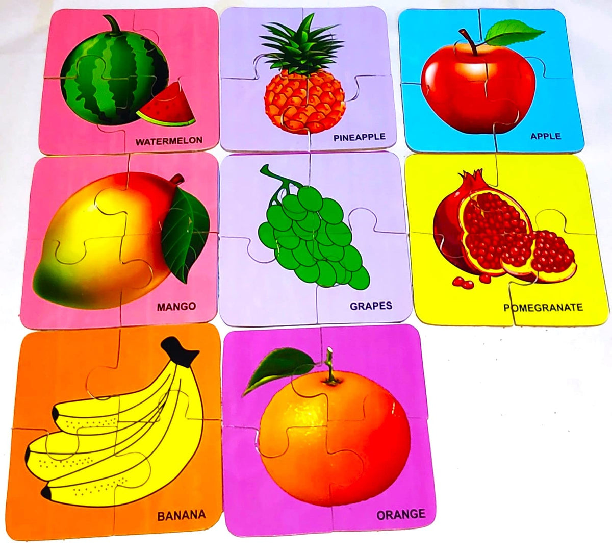 Peters Pence Wooden MultiColor 8 Set of Fruit Puzzle Cards for Kids