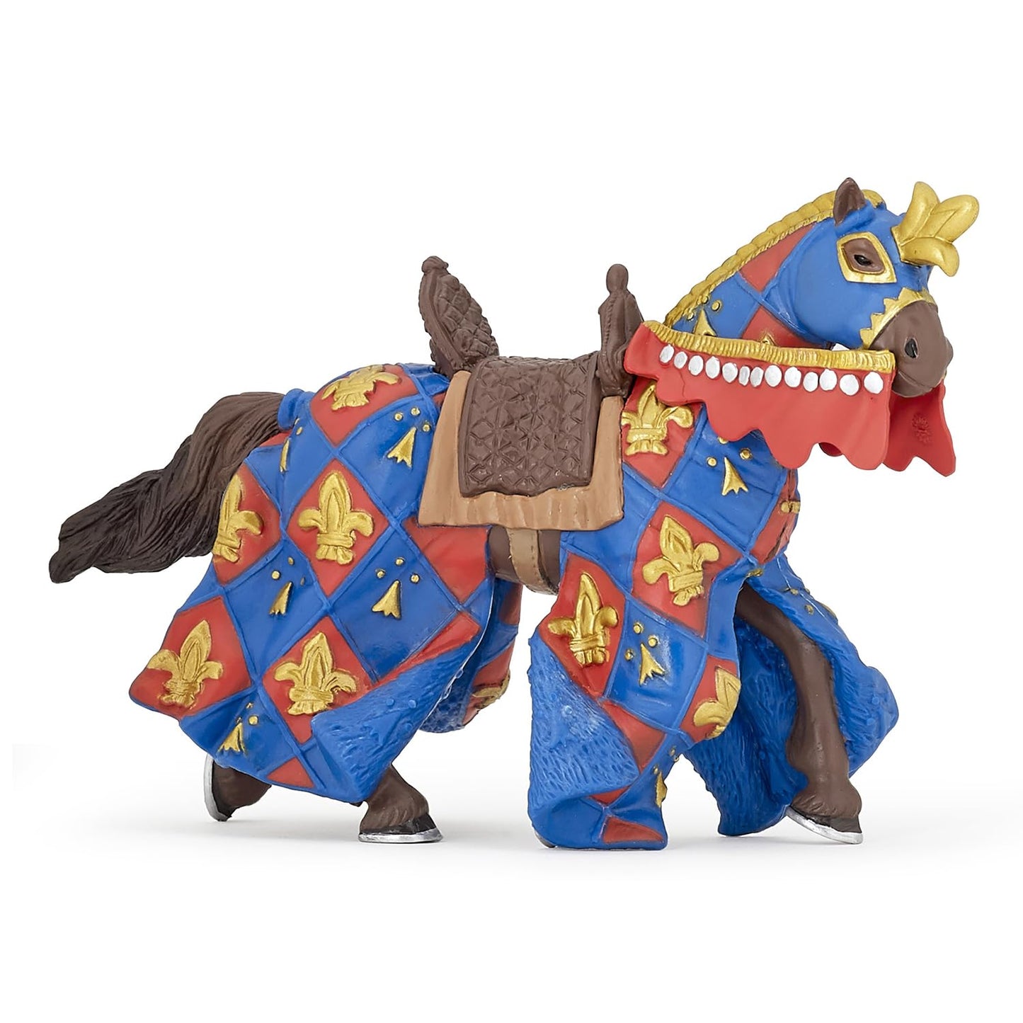 Papo -Hand-Painted - Figurine -Medieval-Fantasy -Blue Horse Fleur De Lys -39787 - Collectible - For Children - Suitable For Boys And Girls - From 3 Years Old