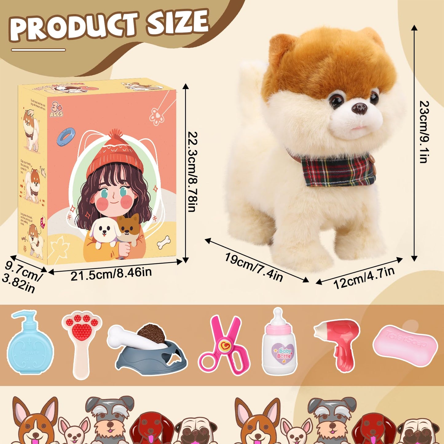 Bilinott Puppy Toys For Kids Aged 3-7, Interactive Toy Dogs That Walk And Bark And Wag Their Tails, Walking Dog Toys With Leash,
