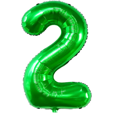 Katchon Giant Green Number 2 Balloon, 40 Inches, Perfect For 2Nd Birthday Decorations, Tractor Party Supplies, Dinosaur Theme