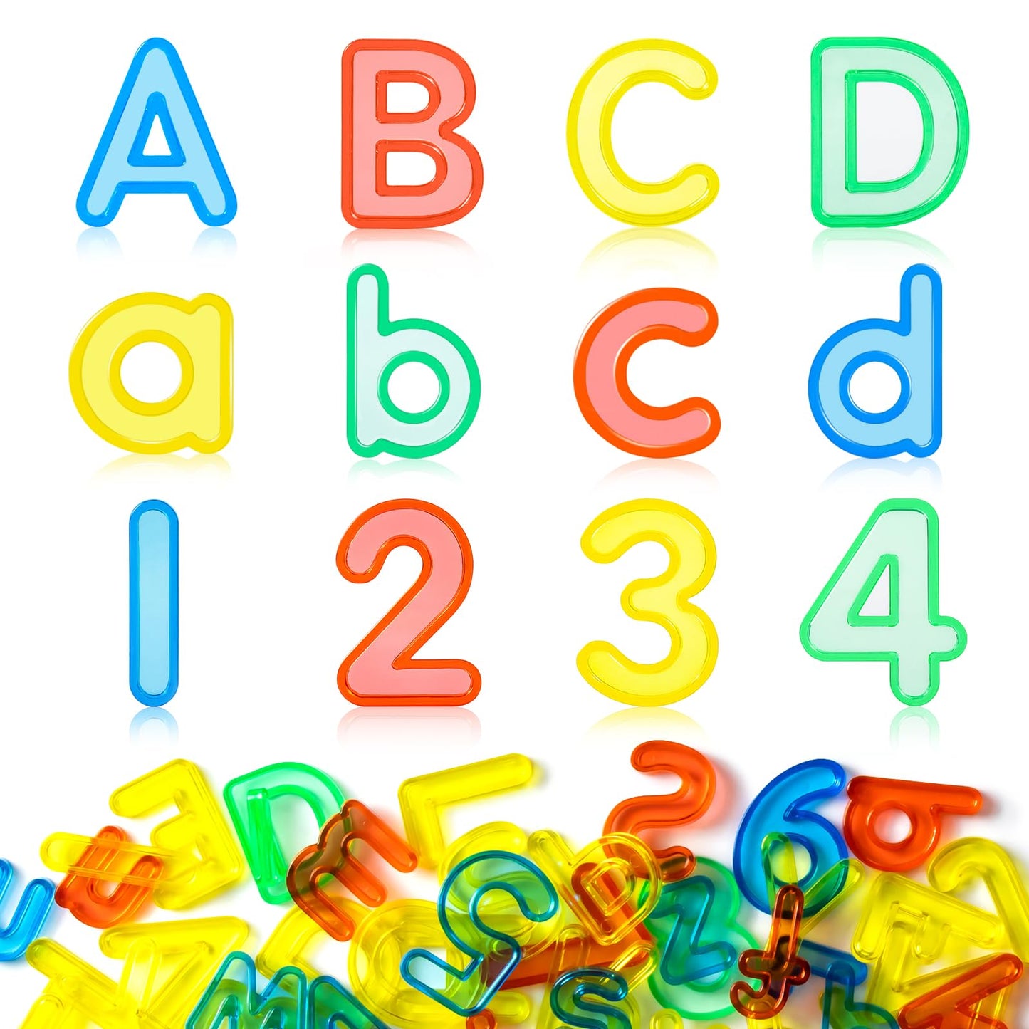 Odoorgames 66 Pcs Translucent Letters And Numbers - Plastic Alphabet Letters For Kids - Ideal For Light Table Activities, Counti