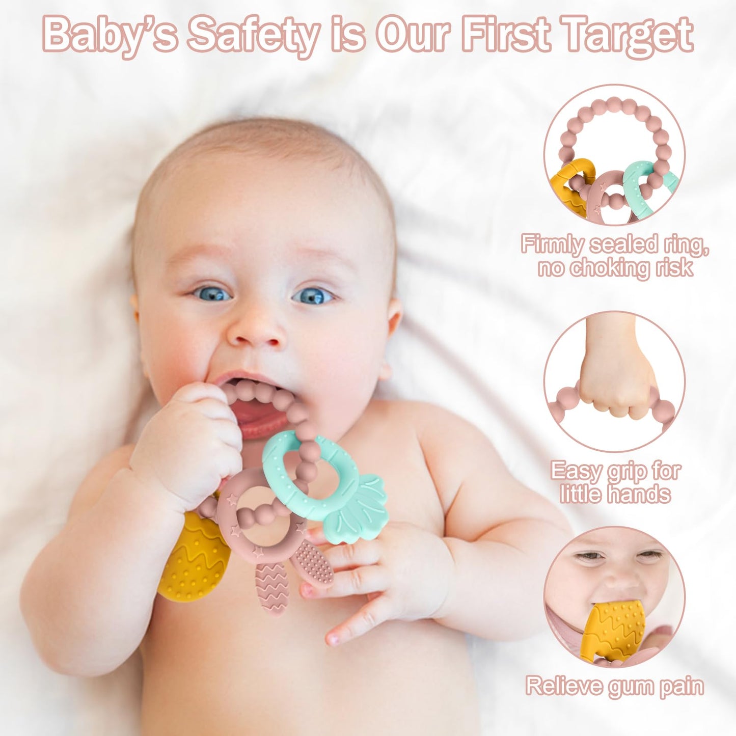 Easter Silicone Teething Toys, 3 Months+, Infant Baby Easter Basket Stuffers For Babies, Baby'S Easter Egg Rabbit Carrot Teether