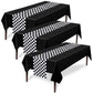 Tallew 6 Pcs Checkered Car Party Supplies Disposable Tablecloth Plastic Table Cover Black And White Checkered Race Table Runner