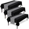 Tallew 6 Pcs Checkered Car Party Supplies Disposable Tablecloth Plastic Table Cover Black And White Checkered Race Table Runner