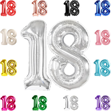 18 Balloon Number, Silver Number 18Th Birthday Balloons 40 Inch, 18 Years Old Silver Birthday Decorations For Boys Girls, 18Th A