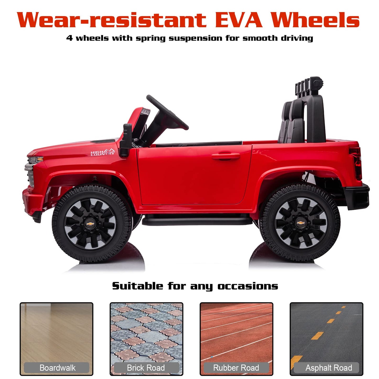 LUIBAS 24V 2-Seater Battery Powered Licensed Chevrolet Silverado Kids Ride On Truck Electric Vehicle with Remote Control, Kids R
