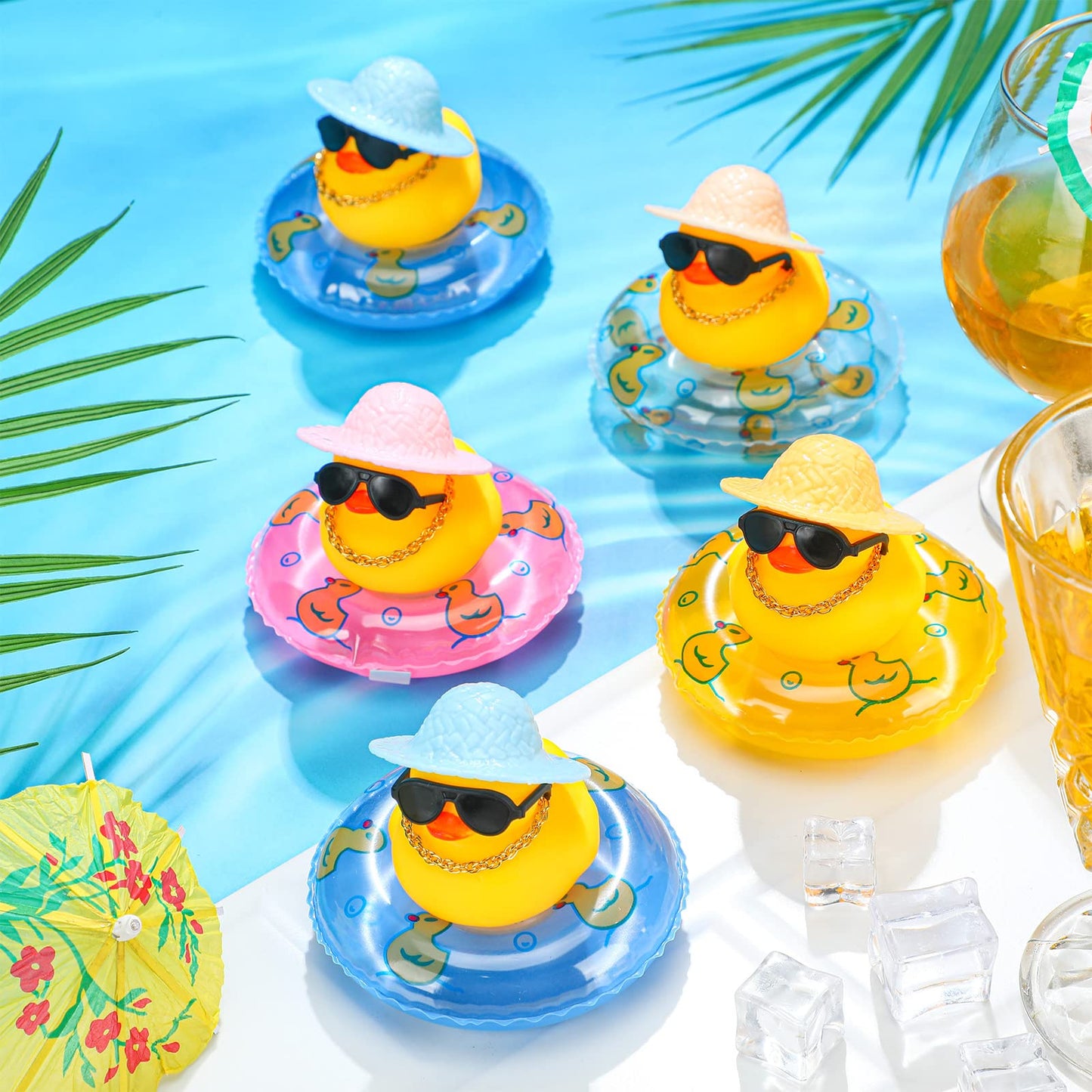 Marsui 48 Pcs Mini Rubber Ducks Summer Beach Funny Rubber Ducky Bathtub Shower Ducks for Baby Shower Swimming Pool Toys
