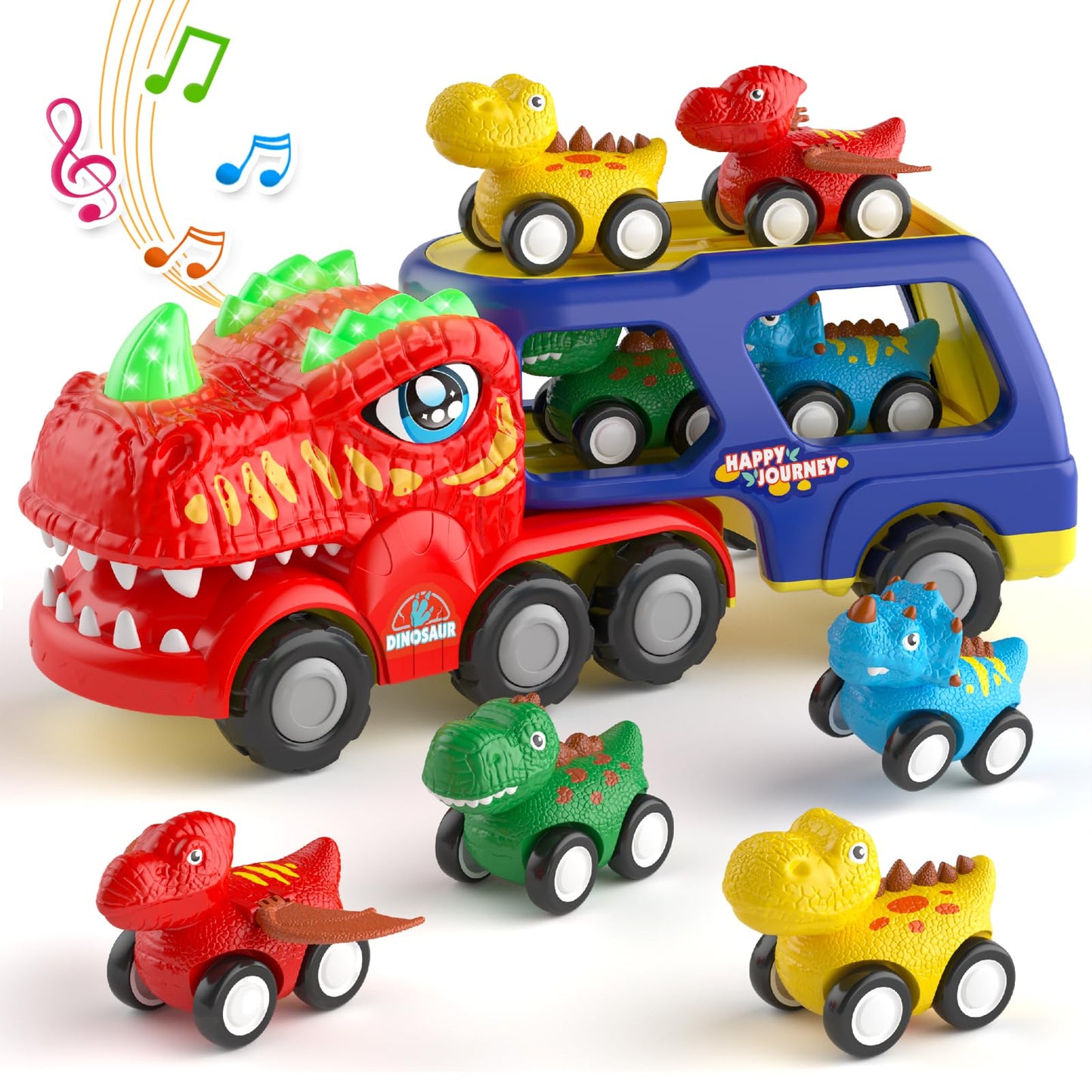 newcrave Toddlers Cars Toys for 1 2 3 4 Years Old Boys, 5 in 1 Dinosaur Car Toys for Kids 2-4, Easter Birthday Gifts for Toddler