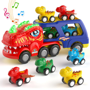 newcrave Toddlers Cars Toys for 1 2 3 4 Years Old Boys, 5 in 1 Dinosaur Car Toys for Kids 2-4, Easter Birthday Gifts for Toddler