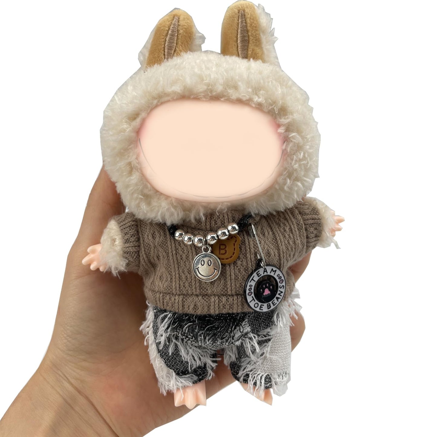 QIUTIMIY Clothes for Doll 17cm Doll Clothes 3-Piece-Set Doll Clothes enhanced Doll Outfit with Accessories-Sweater+Jeans+Necklace(NO Doll Included)