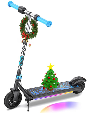 Gyroor Kids Electric Scooter 150W Motor, LED Lights, Dual Brake System, Bluetooth Speaker, Ideal Present for Boys & Girls Aged 6