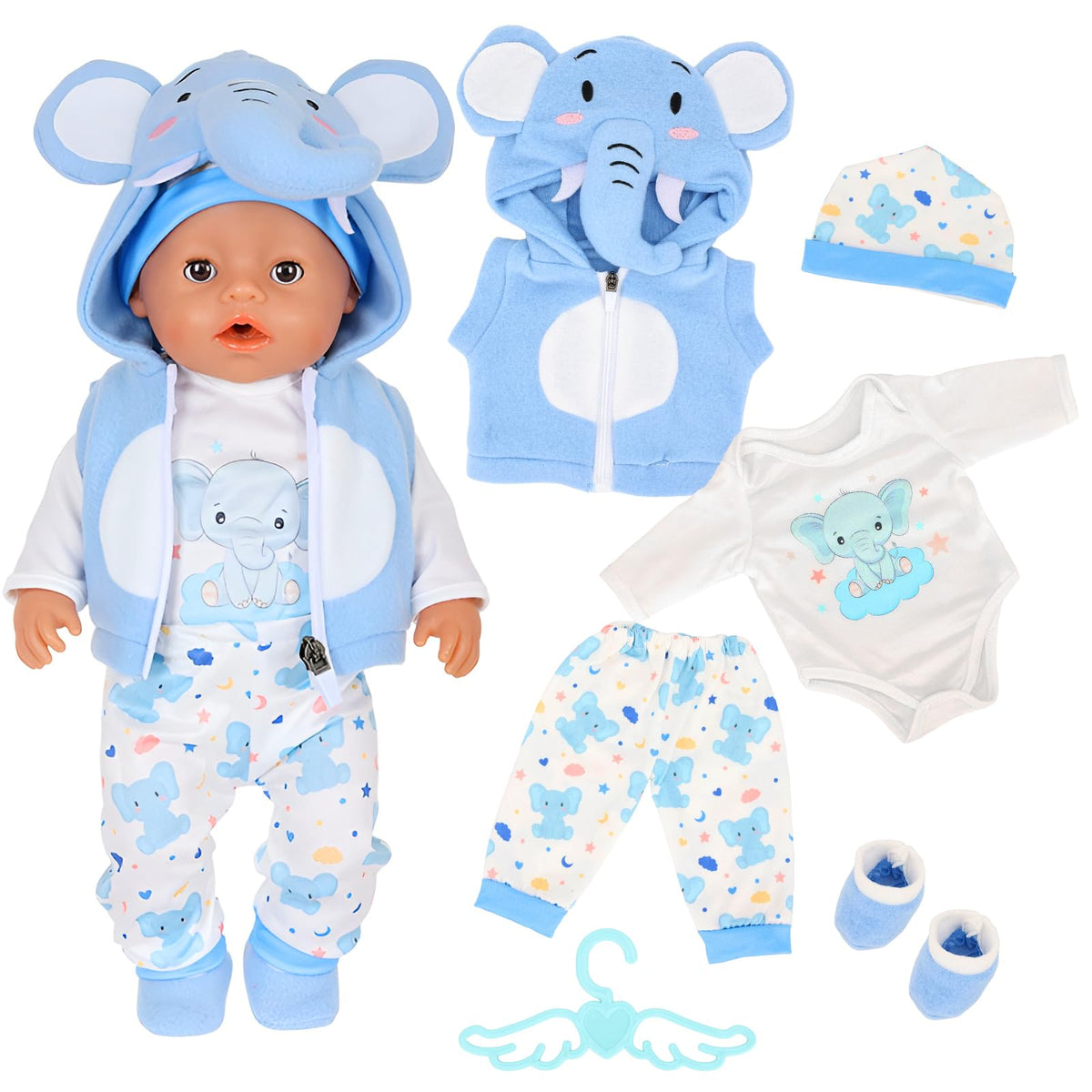 6 PCS Baby Doll Clothes & Accessories for 1416 Inch Born Baby Dolls