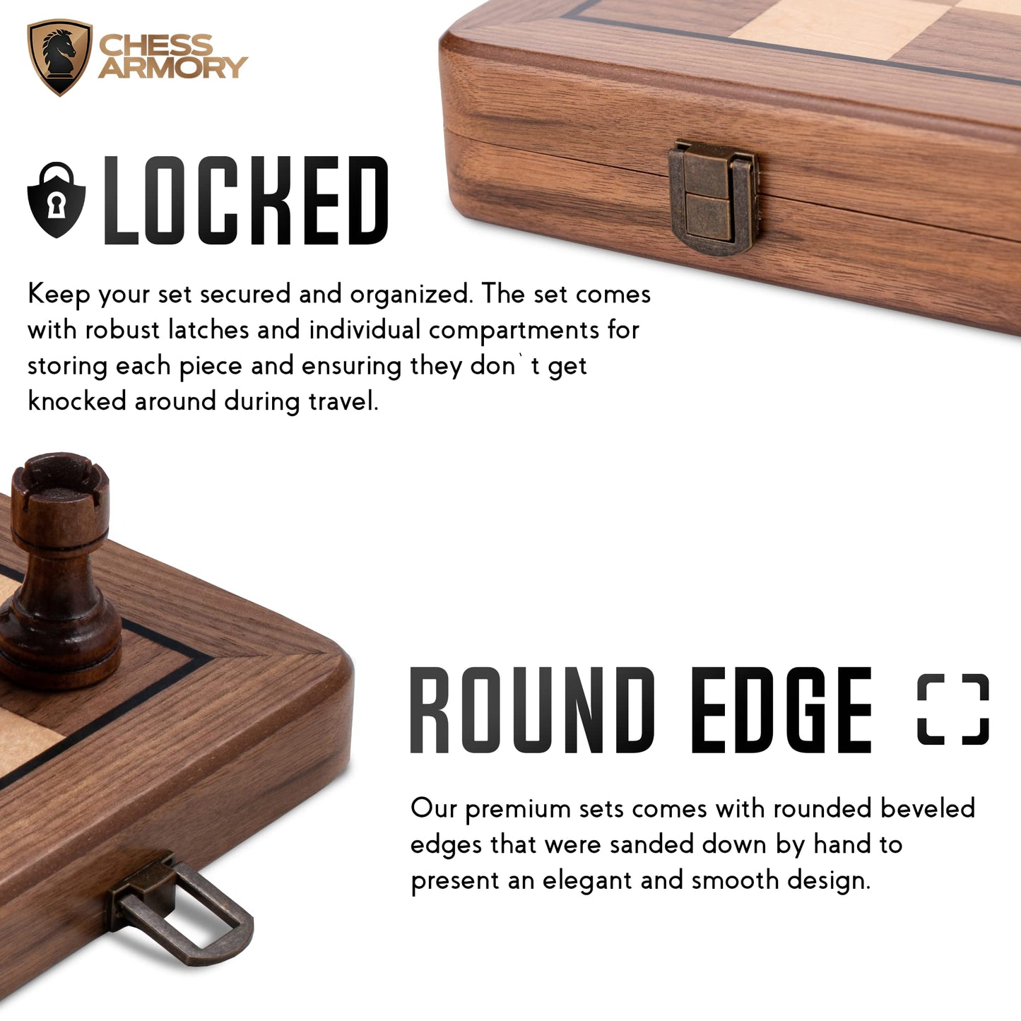 Chess protective coveringy enhanced Chess Set - Wooden Board Game with a Portable Wood Case and SeStorage for Pieces  Set for Kids and mature-themeds (Walnut Wood)