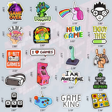 Detickers Gaming Stickers For Boys 8-12 Video Game Stickers Pack For Boys Water Bottles Stickers Vinyl Stickers For Teens Boys