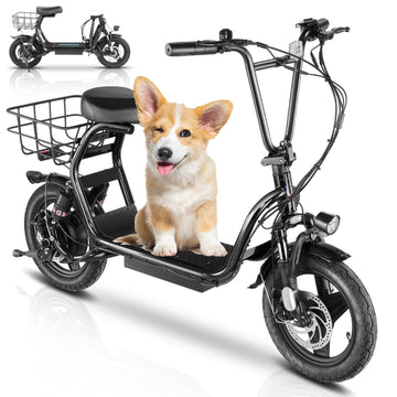 Caroma Electric Scooter With Seat, 500W/819W/870W Peak Motor, 15/25/30 Miles Range, 20Mph Top Speed, Foldable Electric Scooter F