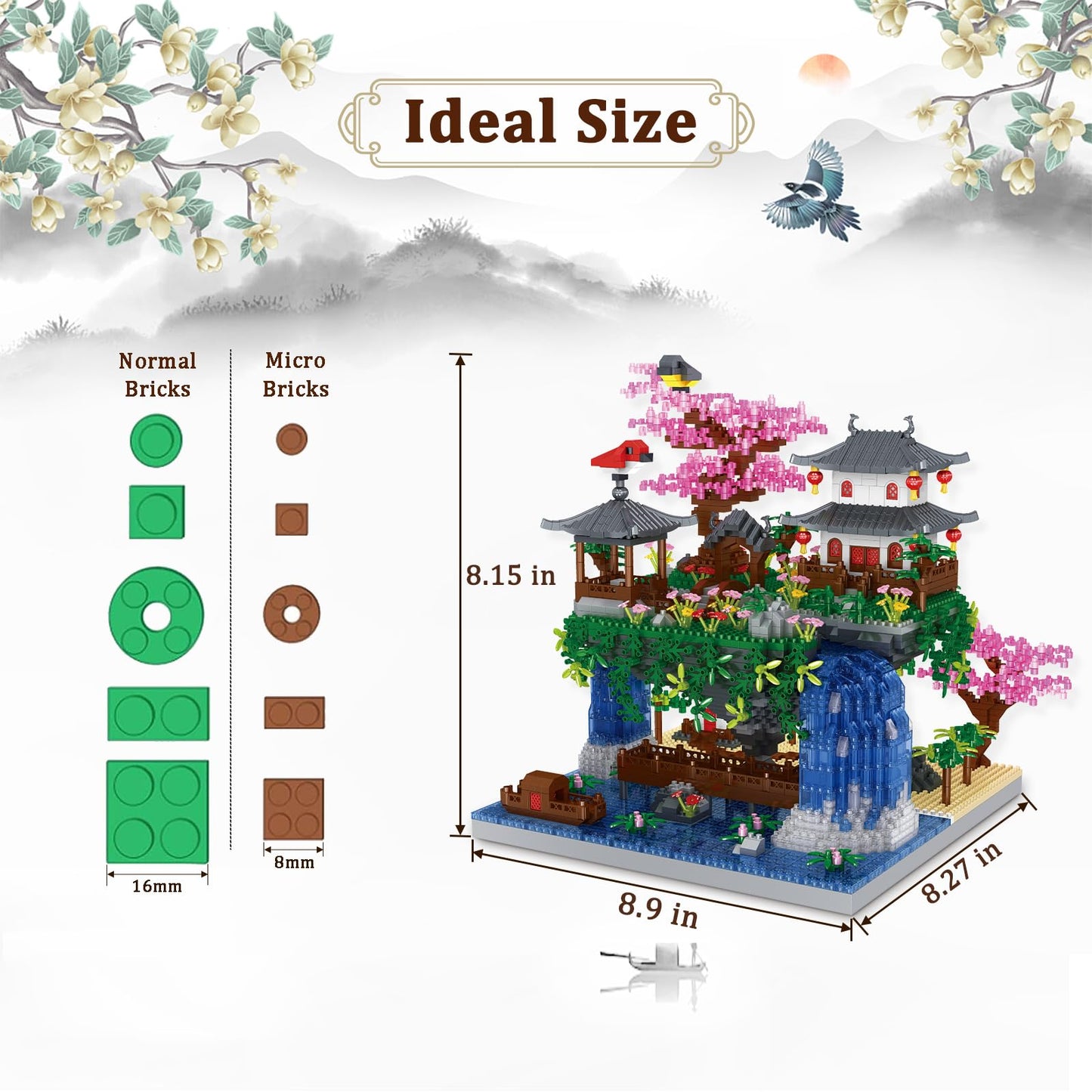 Yktoyz Cherry Blossom Tree Building Set, Chinese Architecture Building Blocks Japanese Sakura Tree House Building Set Bonsai Tree Kit, Blocks Sets For Adults Gift For Kids Age 12+(3220 Pieces)