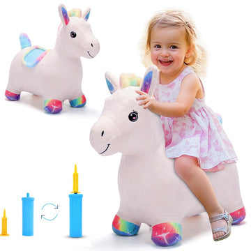 Eaglestone Plush Unicorn Bouncy Horse Hopper,Toddler Bouncy Animals Toys For Outdoor&Indoor,Ride On Bouncy Animal Toys For 1-3 2-3 3-5Years Old Girl Boy Birthday Gift