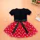 IMEKIS Mouse 4th Birthday Outfit Baby Girls Dress Polka Dots Mini Tutu Headband Four Years Old Cake Smash Photo Shoot Kids Fourt