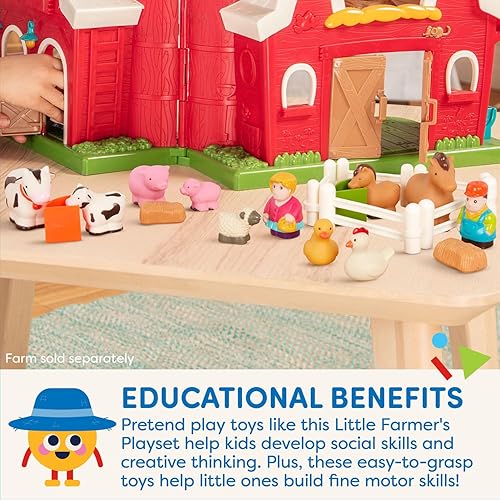 Battat Farm Animal Play Set - 25 Toy Animals, Fences, Tractor, 18 Months+, Multi