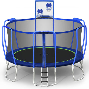 Zupapa Trampolines No-Gap Design 1500 Lbs Weight Capacity 16 15 14 12 10 8Ft For Kids Children With Safety Enclosure Net Outdoor