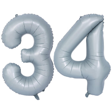 40 In Matte Gray Number Balloons Helium Foil Mylar Balloon Birthday Party Banquet Decoration 34