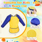Tskcos Kids Toddlers Art Smock 2 Pack, Waterproof Kids Painting Apron with Long Sleeve & Pockets, Children Artist Smock for Kids