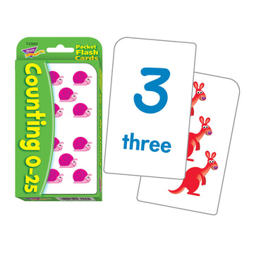 Trend Enterprises T23002 Counting Pocket Flash Cards, 0-25, 3-1/8''X5-1/4, 56/Cd, Ast