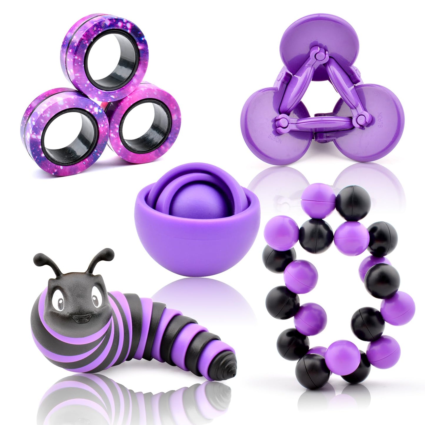 Fidget Toys Kids Pack, Autism Sensory Toys Set For Adults, Fidget Spinner Slug Magnetic Rings, Cool Gadget For Girls Boys Teens