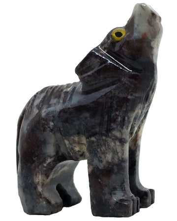 Nelson Creations, Llc 1.5 Inch Wolf Natural Soapstone Hand-Carved Animal Charm Totem Stone Carving Figurine