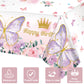 AobkDeco 3 Pieces Butterfly Birthday Tablecloths Happy Birthday Tablecloth Rectangular Watercolor Butterfly Table Cover Spring T