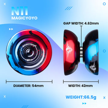 Magicyoyo Dual Purpose Yoyo N11 Responsive Yo-Yo For Kids 8-12 Or Above, Professional Advanced Unresponsive Yo Yo With Unresponsive Bearing Kit + Glove+ Bag +12 Strings (Black Blue Red)