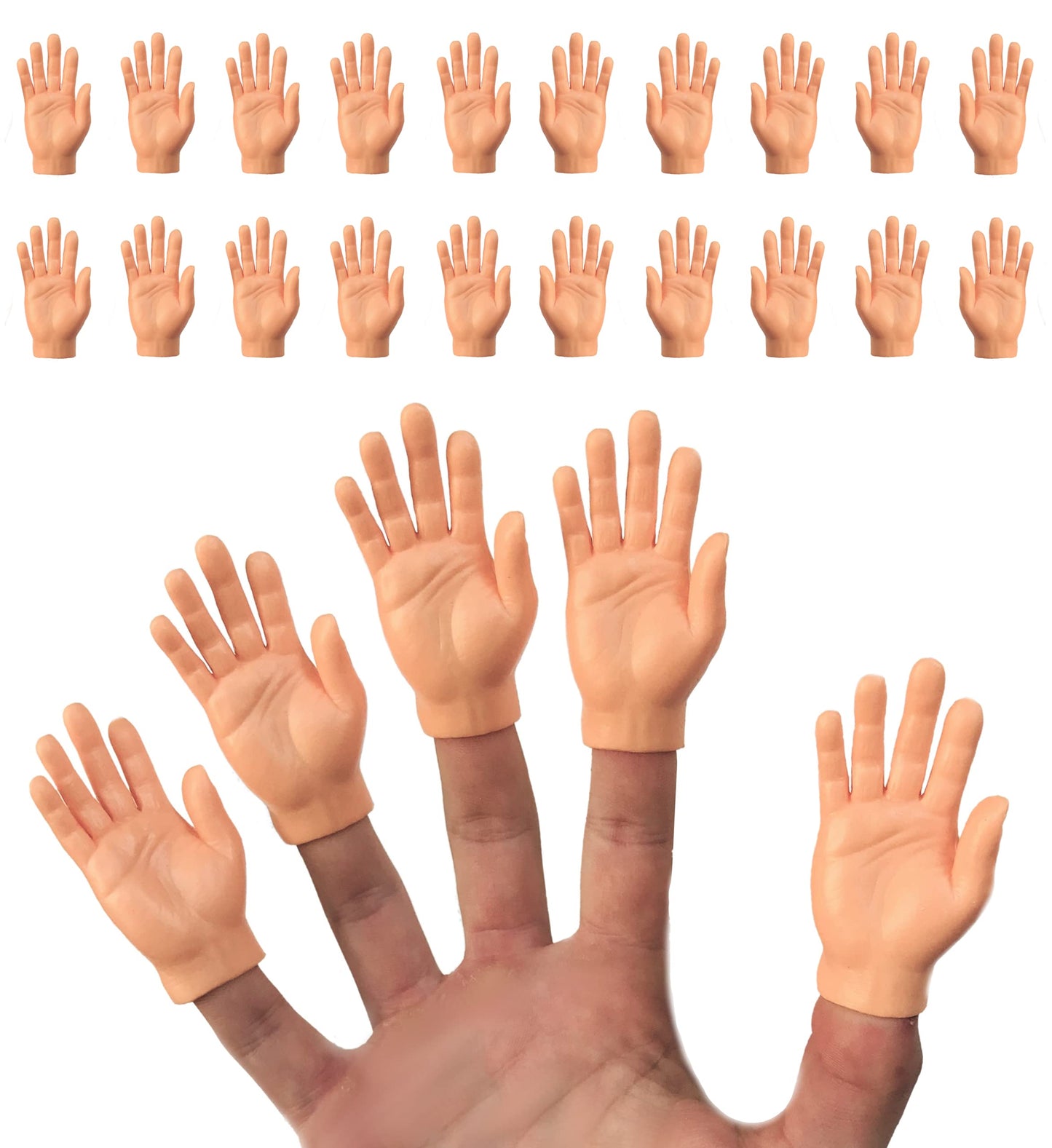 Finger Hands - 20 Pack - enhanced Rubber Little Tiny Finger Hands - Fun and Realistic Design - Ideal for Puppet Show  Gag Present  Fun for All Kids!