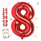 Smlpuame 40 Inch Number Balloon 0-9 Red Large Number 8 Balloons,Digital Balloons For Birthday Party Celebration Decorations Supp