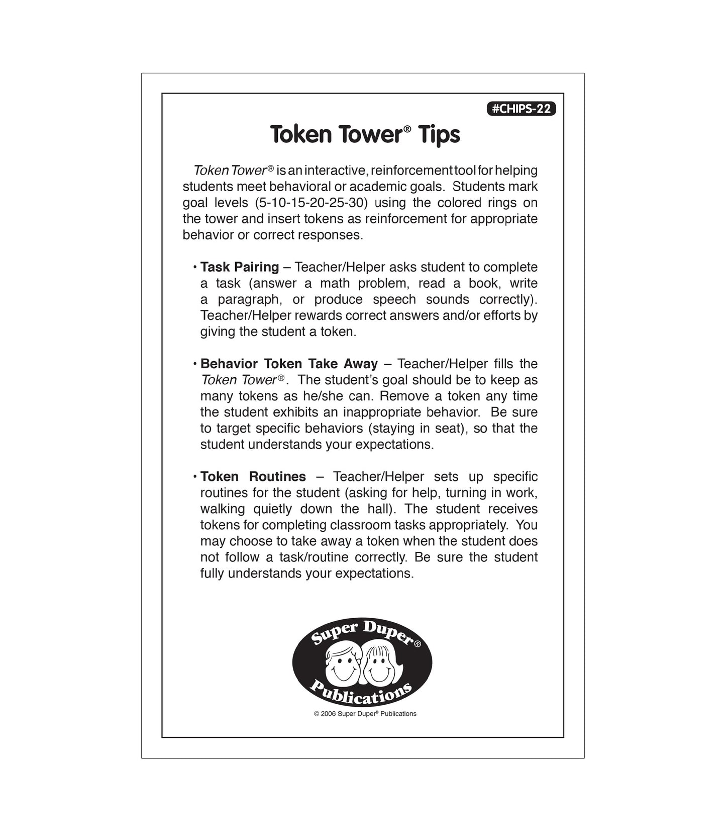 Super Duper Publications Token Towers Manipulative - Medium Multi-color Plastic Educational Resource (Model CHIPS-22)