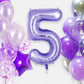 Purple Number 5 Balloon 40 Inch, Big Large Foil Helium Number Balloons, Jumbo Giant Mylar Number 5 Balloons For 5 Year Old Birth