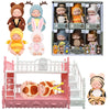 Xadothat 6 Pcs Mini Baby Dolls Set 4 Inch Small Baby Dolls with Animal Clothes and Slide Swing Toys (Dolls C)